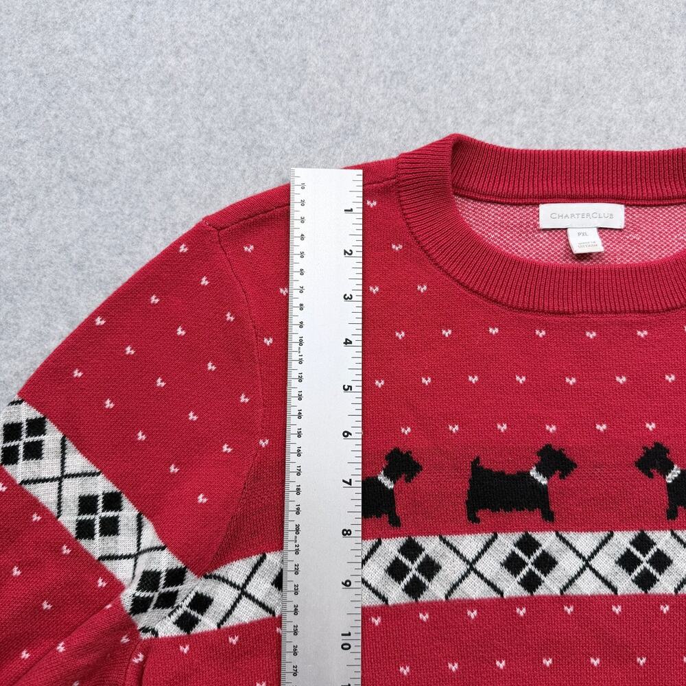 Charter Club Sweater Women's Red PXL Dog Pattern Machine Washable - Picture 4 of 14